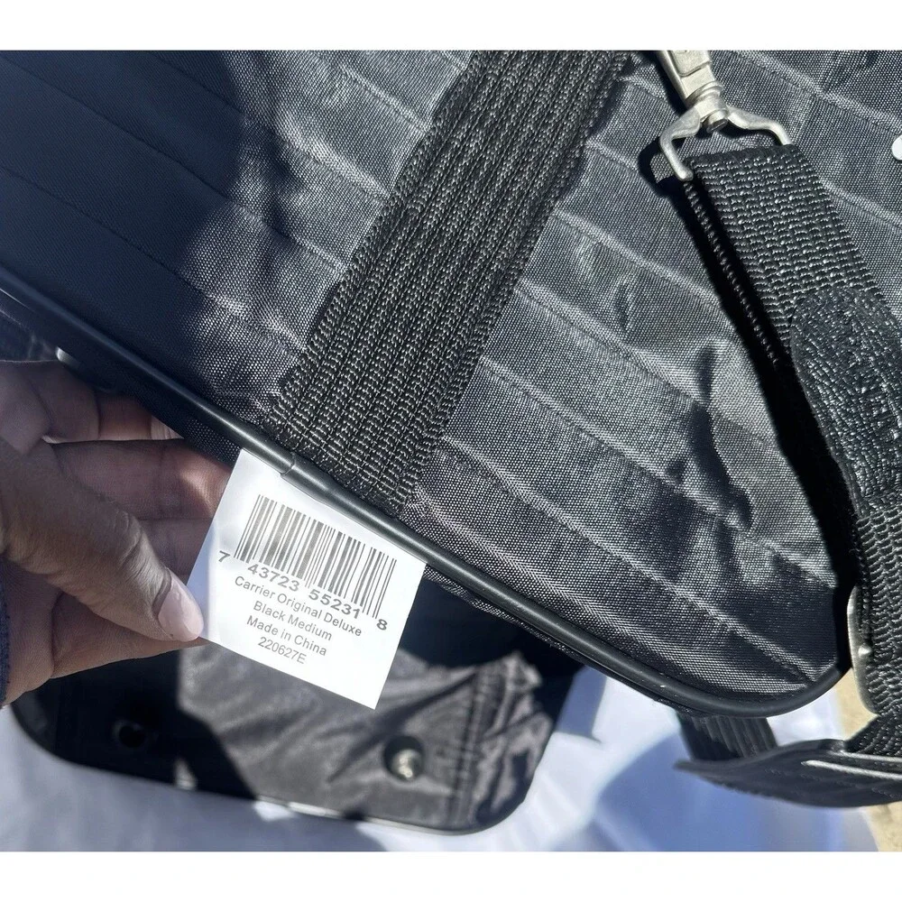Original Deluxe Black Fabric Pet Carrier Bag Mesh Panels Strap